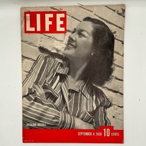 VTG 1930s LIFE Magazine September 4 1939 Rosalind Russel
